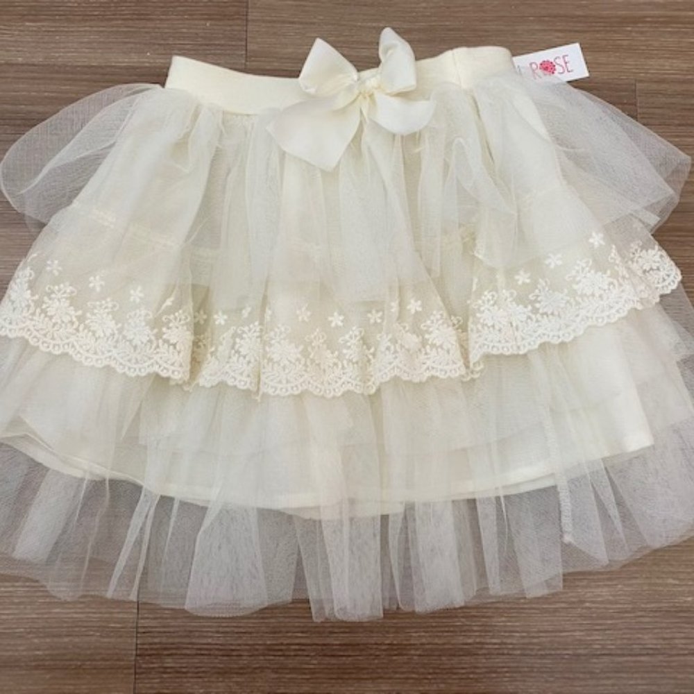 MAE LI ROSE GIRLS DECORATIVE LACE TULLE SKIRT